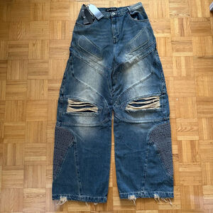 Blind No Plan Wide Leg Distressed Denim Jeans Size Small